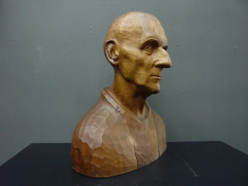 Pamono Gottfried Fuetsch, Large Bust, 1950s-1970s, Limewood> Art Deco