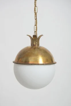 Pamono Granada Brass and Opaline Pendant Lamp by Barracuda Interiors> Ceiling Lights