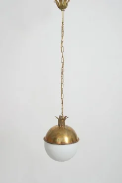 Pamono Granada Brass and Opaline Hanging Lamp by Barracuda Interiors> Ceiling Lights