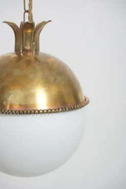 Pamono Granada Brass and Opaline Hanging Lamp by Barracuda Interiors><noscript><img width=