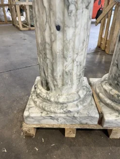 Outlet Pamono Grand Fluted Verde Alpi Marble Columns on Stepped Bases, Set of 2