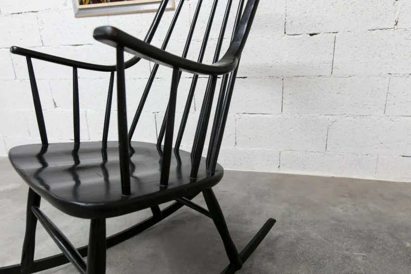 Best Pamono Grandessa Rocking Chair in Black Beech attributed to Lena Larsson for Nesto, 1960s