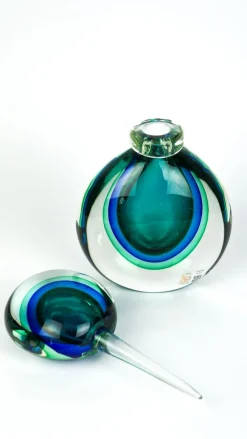 Sale Pamono Green & Blue Sommerso Murano Blown Glass Bottle by Michele Onesto for Made Murano Glass, 2019