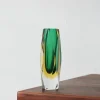 Pamono Green and Amber Sommerso Glass Faceted Vase> Vases