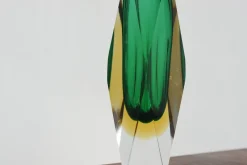 Pamono Green and Amber Sommerso Glass Faceted Vase> Vases