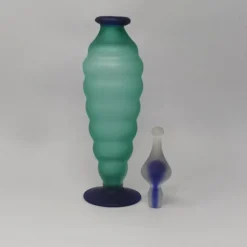 Pamono Green and Blue Bottle in Murano Glass by Michielotto, 1970s><noscript><img width=