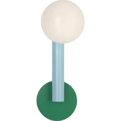 Pamono Green and Light Blue Tube with Globes and Cones Wall Light by Atelier Areti> Wall Lights & Sconces