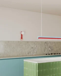 Pamono Green and Light Blue Tube with Globes and Cones Wall Light by Atelier Areti><noscript><img width=