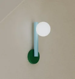 Pamono Green and Light Blue Tube with Globes and Cones Wall Light by Atelier Areti><noscript><img width=