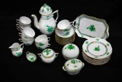 Pamono Green Appony Coffee Service from Herend, Set of 36> Coffee & Tea Service