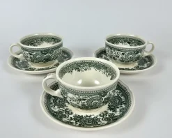Pamono Green Burgenland Coffee and Tea Set in Porcelain from Villeroy & Boch, Germany, 1980s, Set of 13><noscript><img width=