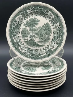 Pamono Green Burgenland Coffee or Tea Service from Villeroy & Boch, 1960s, Set of 28><noscript><img width=