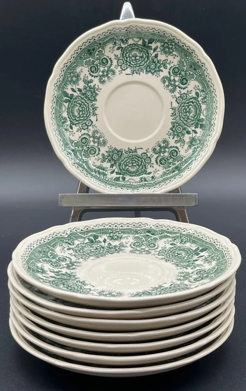 Pamono Green Burgenland Coffee or Tea Service from Villeroy & Boch, 1960s, Set of 28> Coffee & Tea Service