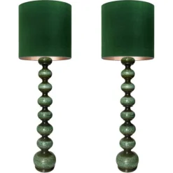 Hot Pamono Green Ceramic Floor Lamp from Kaiser with Silk Lampshade, 1960