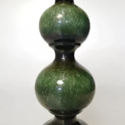 Hot Pamono Green Ceramic Floor Lamp from Kaiser with Silk Lampshade, 1960