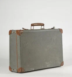 Pamono Green Checkered Hardboard Suitcase, Italy, 1950s><noscript><img width=