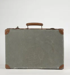 Pamono Green Checkered Hardboard Suitcase, Italy, 1950s><noscript><img width=