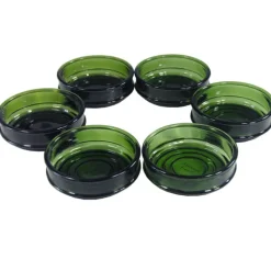Pamono Green Glass Bowls from Nissen, Denmark, 1970s, Set of 6> Glassware