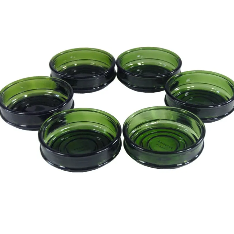 Pamono Green Glass Bowls from Nissen, Denmark, 1970s, Set of 6> Glassware