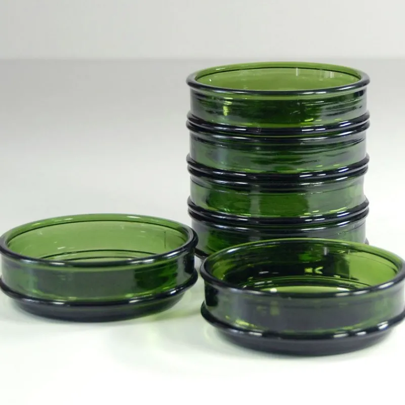Pamono Green Glass Bowls from Nissen, Denmark, 1970s, Set of 6> Glassware