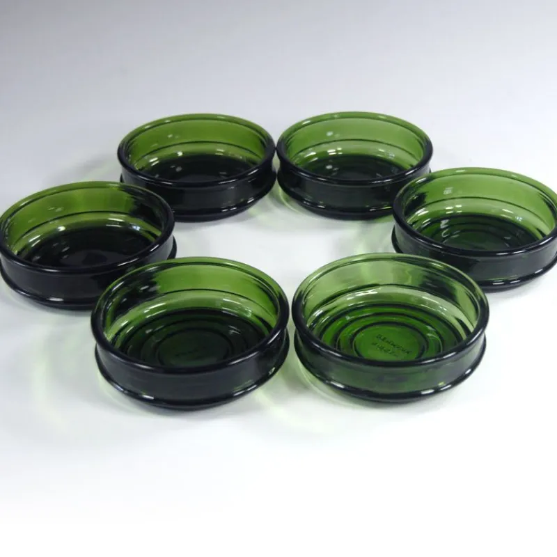 Pamono Green Glass Bowls from Nissen, Denmark, 1970s, Set of 6> Glassware