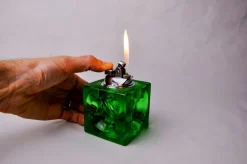 Sale Pamono Green Ice Cube Lighter in Murano Glass attributed to Antonio Imperatore, Italy, 1970s