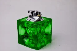 Sale Pamono Green Ice Cube Lighter in Murano Glass attributed to Antonio Imperatore, Italy, 1970s