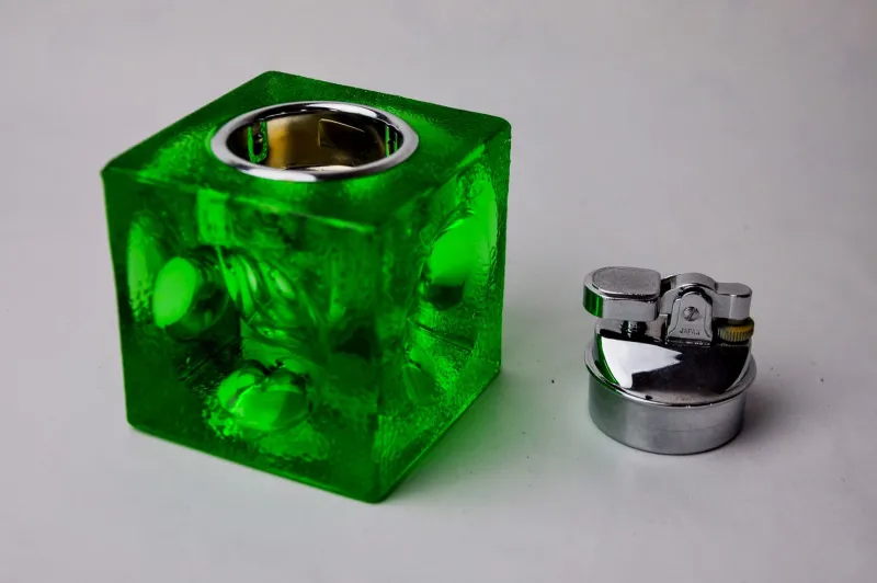 Sale Pamono Green Ice Cube Lighter in Murano Glass attributed to Antonio Imperatore, Italy, 1970s