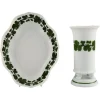 Clearance Pamono Green Ivy Vine Vase and Bowl in Hand-Painted Porcelain from Meissen, 1940s, Set of 2