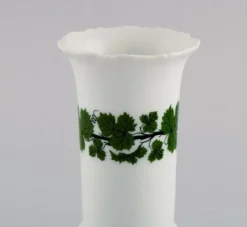Clearance Pamono Green Ivy Vine Vase and Bowl in Hand-Painted Porcelain from Meissen, 1940s, Set of 2