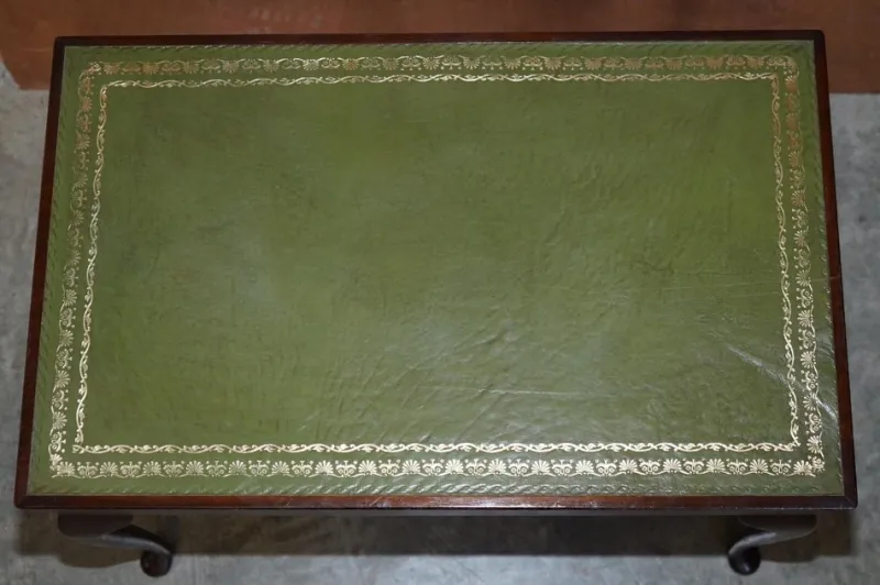 Pamono Green Leather Cutlery Table with Silver Plated Cutlery> Cutlery & Serving Utensils