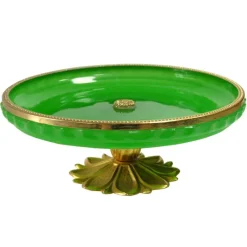 Pamono Green Opaline Glass Dish, France, 1950s