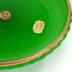 Pamono Green Opaline Glass Dish, France, 1950s