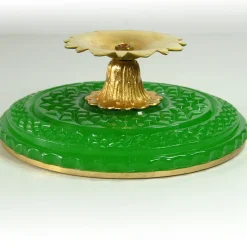 Pamono Green Opaline Glass Dish, France, 1950s