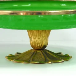 Pamono Green Opaline Glass Dish, France, 1950s
