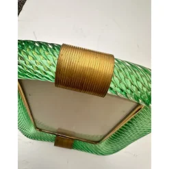 Discount Pamono Green Torchon Picture Frame in Murano Glass and Brass by Simoeng