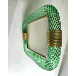 Discount Pamono Green Torchon Picture Frame in Murano Glass and Brass by Simoeng