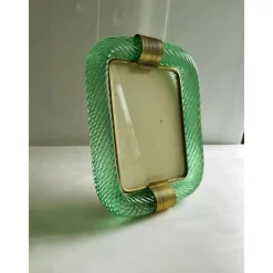Discount Pamono Green Torchon Picture Frame in Murano Glass and Brass by Simoeng