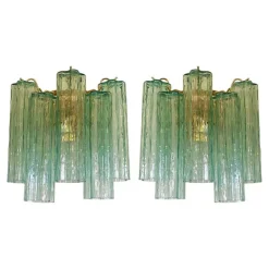 Outlet Pamono Green Tronchi Murano Glass Wall Sconces by Simoeng, Set of 2