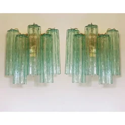Outlet Pamono Green Tronchi Murano Glass Wall Sconces by Simoeng, Set of 2
