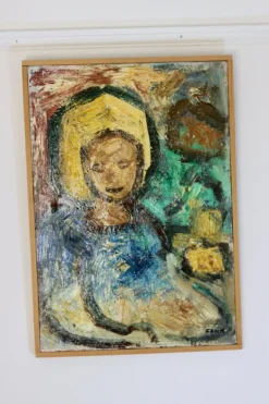 Pamono Gösta Falck, Girl, 1960s, Oil on Canvas, Framed><noscript><img width=