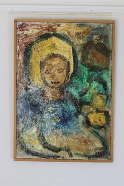 Pamono Gösta Falck, Girl, 1960s, Oil on Canvas, Framed><noscript><img width=