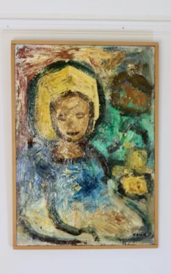 Pamono Gösta Falck, Girl, 1960s, Oil on Canvas, Framed><noscript><img width=