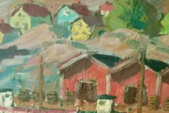 Pamono Göte Johansson, Fiskeläge Bohuslän, Mid-20th Century, Oil on Panel, Framed><noscript><img width=