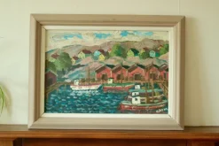 Pamono Göte Johansson, Fiskeläge Bohuslän, Mid-20th Century, Oil on Panel, Framed><noscript><img width=