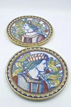 Outlet Pamono Gualdo Tadino Dishes by A.Rubboli, 1930s, Set of 2