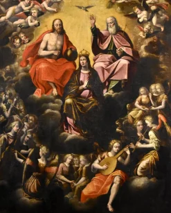 New Pamono Guglielmo Caccia, Assumption of the Virgin Trinity Angels, 1630, Oil on Canvas, Framed