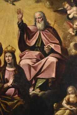 New Pamono Guglielmo Caccia, Assumption of the Virgin Trinity Angels, 1630, Oil on Canvas, Framed