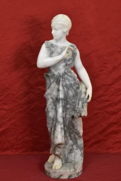 Pamono Guglielmo Pugi, Woman Sculpture, 1800s, Alabaster & Marble> Classical|Sculpture