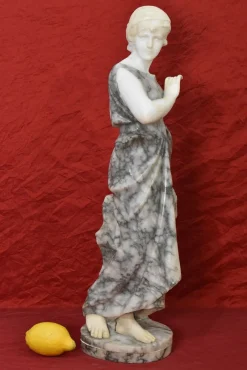 Pamono Guglielmo Pugi, Woman Sculpture, 1800s, Alabaster & Marble> Classical|Sculpture